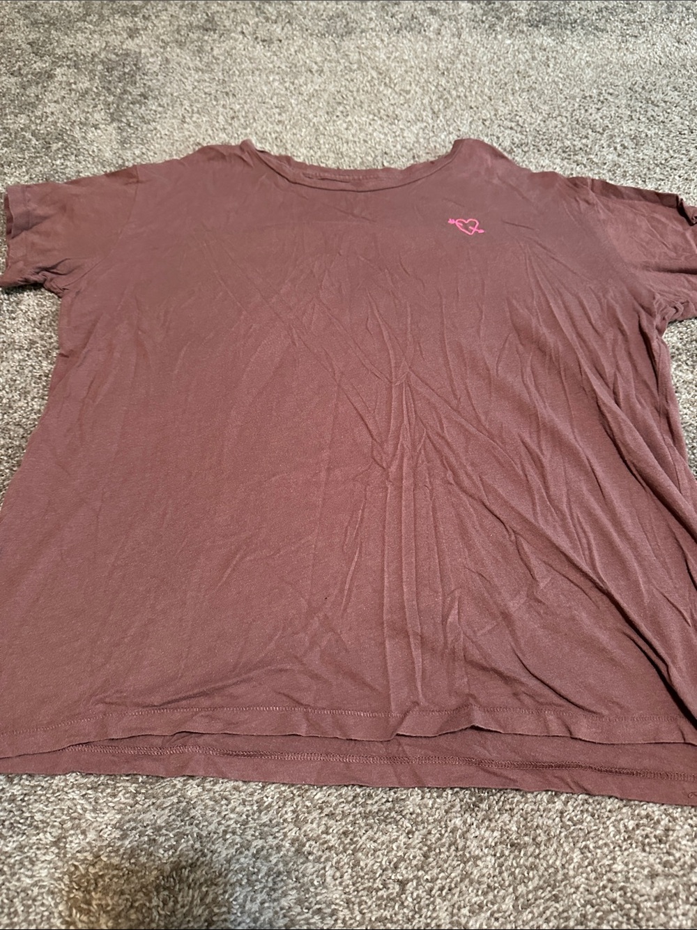 PINK Victoria's Secret Short Sleeve Tee in Mauve with Pink Heart Logo